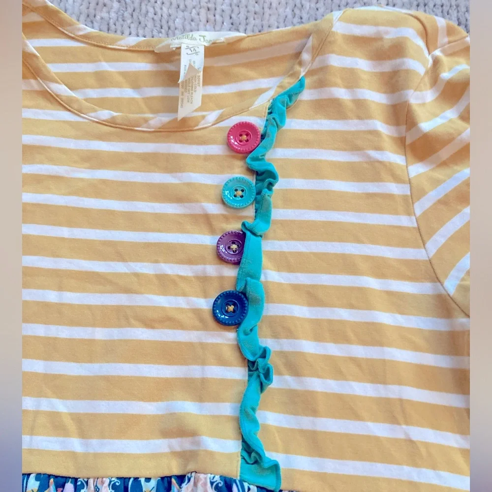 Matilda Jane Clock Print Swing Top‎ Striped Whimsical Girls Size 14